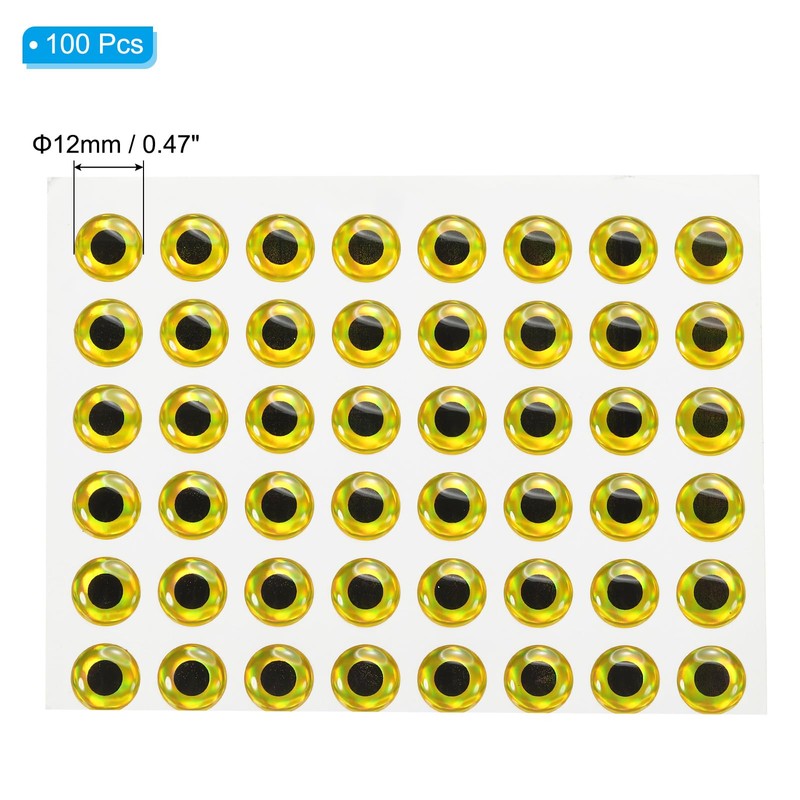 PATIKIL Fishing Lure 3D Eyes 12mm, 100Pcs Waterproof Artificial Fish