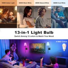 KARTOOSH Rechargeable Battery Operated Light Bulbs, E26 Detachable LED Bulb with Remote Control, 60W Equivalent, 400Lum, 4 Color Temperatures, RGB, Emergency Light Bulbs for Home, Outdoor, 1 Pack