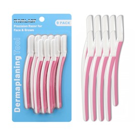 THURLADY Face Razors for Women Dermaplaning, Dermaplane Razor for Women Face, Eyebrow Razor, Facial Razors, Microblades for Facial Hair Removal, Peach Fuzz Remover (Pack of 9, Pearl Blush)