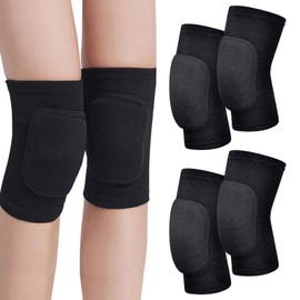 GWAWG 2 Paar Tanz-Knieschützer Schwarz Knieschoner Knieschutz Dicker Schwamm Weich Atmungsaktiv Elastisch Geeignet für Tanz Yoga Ride Fußball Outdoor Sports