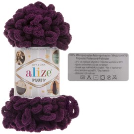 Alize Puffy, 100% Micro Polyester Hand Knitting Yarn, Thread Crochet Hand Knitting Art, Soft & Quick, 3 Skn 300 gr, 30 Yards, (Color 111)