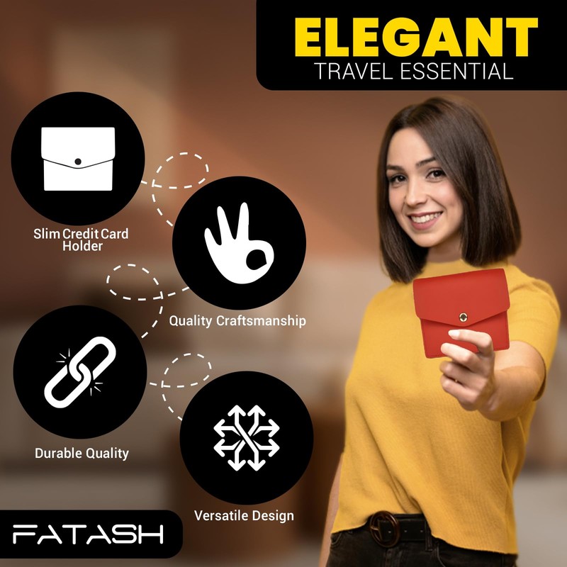FATASH Credit Card Holder, PU Leather Wallet with 3 Card