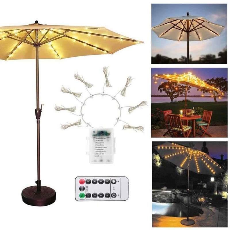 Outdoor Patio Umbrella Light Strings LED Umbrella Lamp with Remote