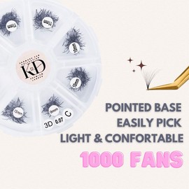 1000 Promade Fan Mix Tray | 3D,4D,5D,9D,12D | 0.05/0.07 Thickness| Size 9-14mm Mix Length C,D Curl Mutiple Options,Handmade Loose Promade Lash Fans Extensions. (MIX 10MM- 14MM, 12D-0.05-D)