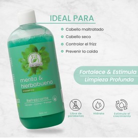 Shampoo Con Menta-Hierbabuena Efecto Refrescante Productos Mart Mexico 500 Ml