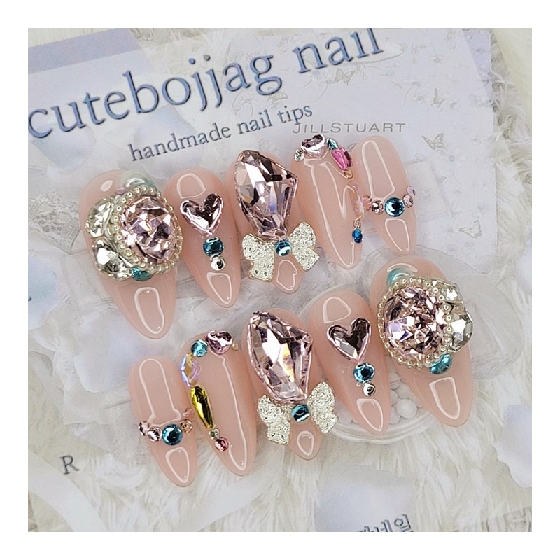 Lovely V-Cut Handmade Nail Tips - Water Drop / 러블리