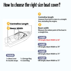 Jon Boat Cover 12ft 420D Marine Grade Waterproof UV Resistant Jon Boat Upgraded Version 12 Foot with Adjustable Side Straps Scratch-Resistant All-Weather Protection-Grey