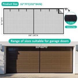 Mightree Garage Screen Door 16x7FT for 2 Cars with Heavy Duty Weighted Bottom, Fiberglass Magnetic Screen Garage, Easy Assembly & Pass & Closure, Keep Bugs Out, Black