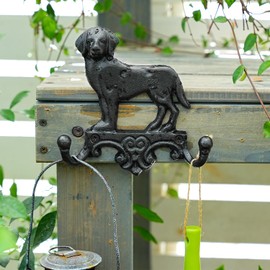 Sungmor Cast Iron Vintage Dog Wall Hooks, Decorative Wall Mounted Coat Hooks, Rustic Heavy Duty Double Hooks Cute Animal Key Hangers for Dog Leashes, Towels, Hats