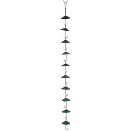 Zeckos Verdigris Finish Metal Umbrellas Rain Chain w/Attached Hanger 48 Inch