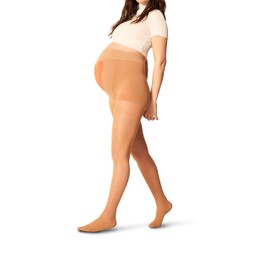 ITEM m6 - MAMA TIGHTS | Opaque Maternity Tights with Compression Black 25 Denier | Supportive Pregnancy Tights with Heart Detail, Light Beige - 25 DEN