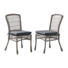 Asti Outdoor Dining Chairs - Set of 2 All-Weather Wicker Chairs with Removable Cushions, Powder Coated Aluminum Frame, Weather-Resistant, 21 in. W x 24 in. D x 37 in. H, Patio Furniture