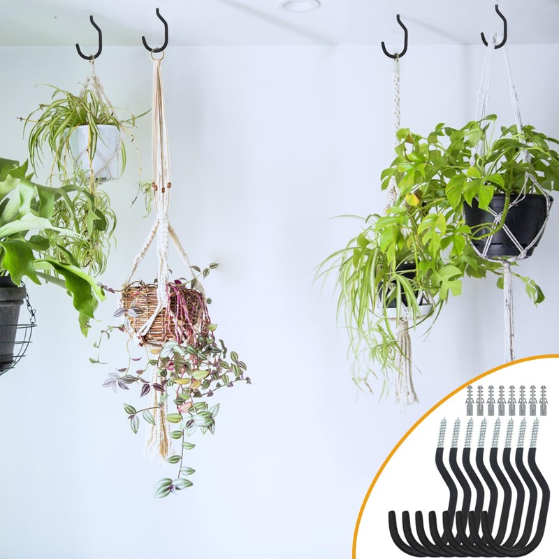 KURUI Heavy Duty Screw Hooks for Hanging Plants, Outdoor String