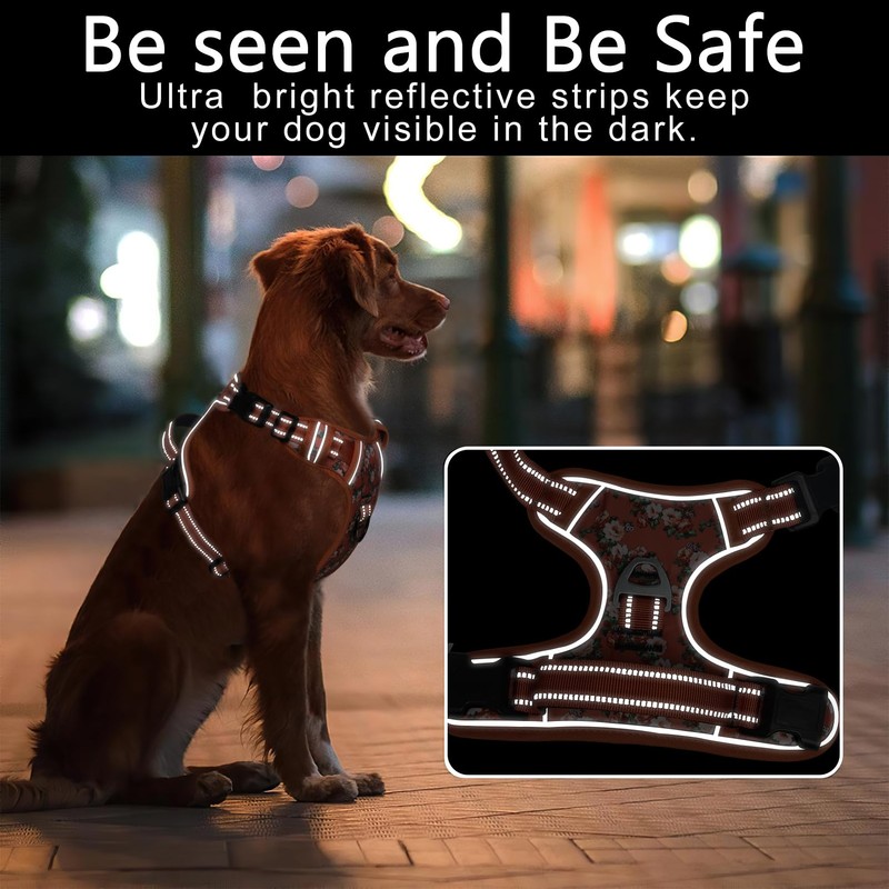 HEELE Dog Harness No Pull Release on Neck Reflective Adjustable