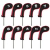 Andux 10pcs/set Golf Iron Club Head Covers with Zipper Black/red