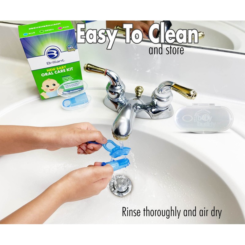 Brilliant Wipe N Brush by Baby Buddy, Silicone Toothbrush, Cleaner
