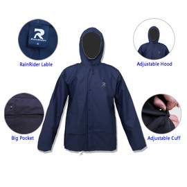 Ultra-Lite Rain Coat with Pants for Men Women Waterproof Rain Suit for All Sports(Navy,XXL)