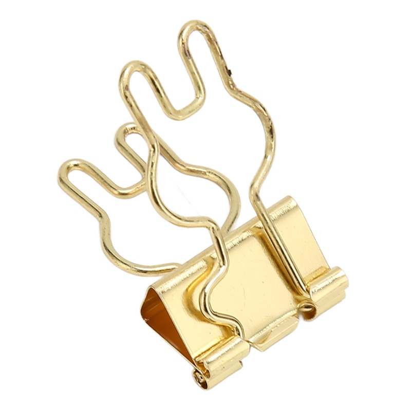 100Pcs Bunny Binder Clips Gold Cute Handle Durable Metal Multifunction