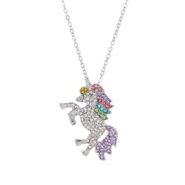 Unbranded US Unicorn Jewelry Rainbow Rhinestone Crystal Necklace/ Bracelet/ Earring/ Ring  - Necklace ONLY, Silver
