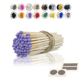 3” Inch Long Wooden Refill Matchsticks with Strike Stickers - Safety Matches Wholesale Bulk Loose by Chandler Studio (Purple, 50 Pieces)