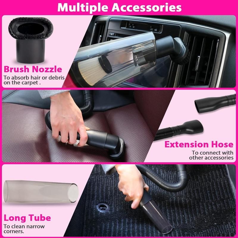 【Mother's Day】THINKWORK Pink Portable Vacuum Cleaner Kit with 8000PA Cordless