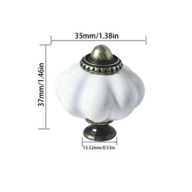 Eledabra Pumpkin Knobs, White Cabinet knobs Set of 4 Vintage Decorative Handles Pulls for Doors, Closet, Drawers, Dresser, Cupboard, Kitchen Furniture or Kids Room