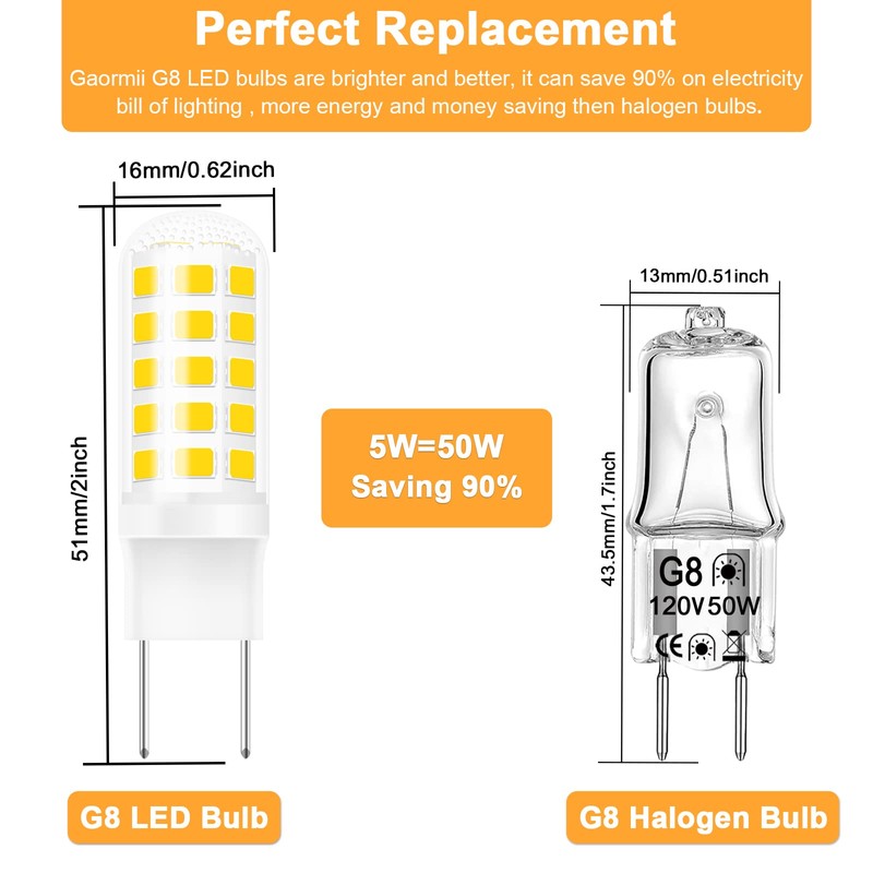G8 Led Bulb Dimmable for GE Microwave Oven, 120V 50W