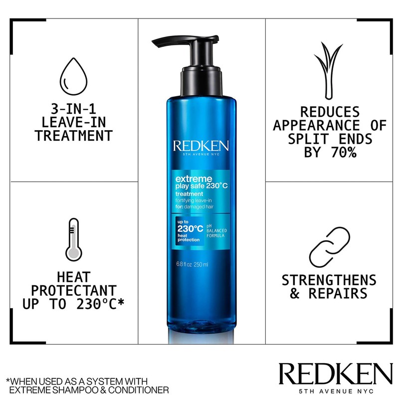 REDKEN Hair Treatment, Leave-In Heat Protection, For Damaged Hair, Extreme
