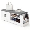 GRUSIGN 39.6" Shoe Storage Bench with Cushion, Entryway Shoe Cabinet,