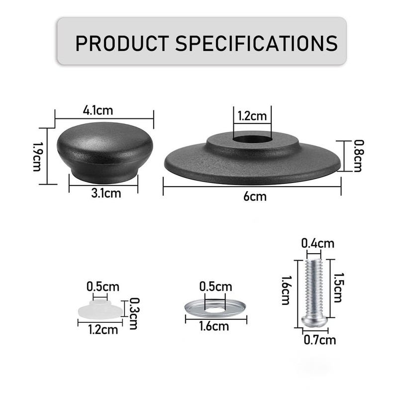 MIETONG 4 Pcs Black Pot Lid Knob - Universal Pot