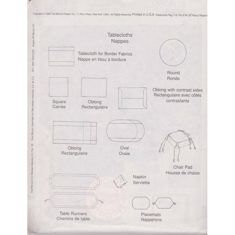 McCall's Home Pattern 8438 / 858 ~ Dining Essentials