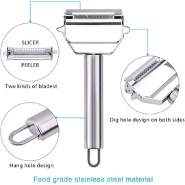 Zittop Ultra Sharp Stainless Steel Dual Julienne & Vegetable Peeler Perfect for Carrot Potato Melon Gadget Vegetable Fruit