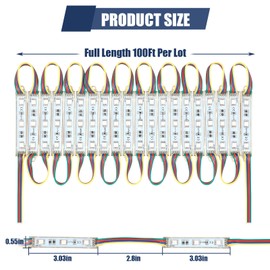 Retisee 100ft Storefront LED Module with Remote Control 3 LED 5050 RGB Multi Color LED Strip Light Waterproof Food Truck Lights for DIY Business Commercial Sign Advertising Outdoor Indoor (10 Pack)