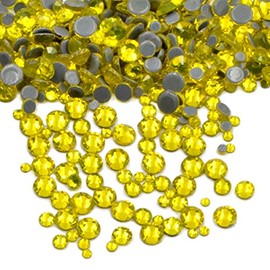 AD Beads 600PCS Mixed Size DMC Iron On Hotfix Crystal Rhinestones Flatback Nail Art (11 Citrine)