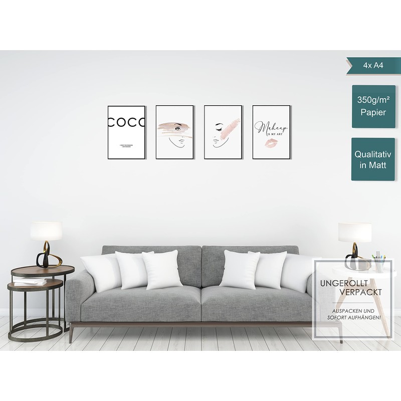 Postertech® Premium Poster Set, 4 Posters as Stylish Wall Pictures,