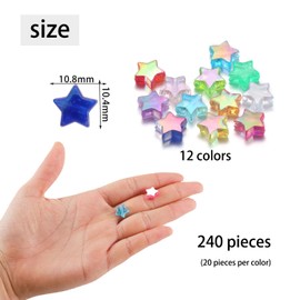 240 Pieces of Acrylic Star Pendants, DIY Jewelry, Small Pendants, Bracelet Beads, Pony Beads, Beads for Bracelet Making, Star Beads, Suitable for Bracelets, Bag Pendants, Pet Tags