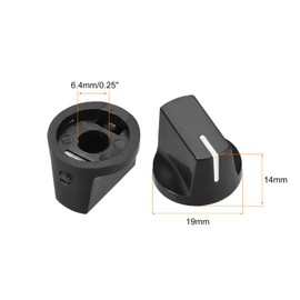 Rebower Potentiometer Knob Shaft Insert D Type Switch Knobs, [for Audio Device] - 6.4mm/ Black White/ 2Pcs