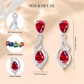 FANCIME Gift for Women July Birthstone Earrings for Women Teardrop Ruby Earrings S925 Sterling Silver infinity Love Birthday Gifts for Mom Women