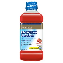 GoodSense Electrolyte Solution, Strawberry; Designed to Prevent Dehydration; Replaces Electrolytes, Fluid and Zinc, 33.8 Fluid Ounces