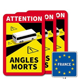 Attention Angles Morts/Achtung Tote Spot Set for France with Bus Symbol (3 Stickers)