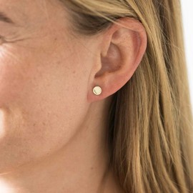 MATERIA by Matthias Wagner Gold Stud Earrings 925 Silver Round Flat in 5 Sizes, Silver