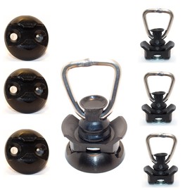 Gubar-Tech Set of 4 Black 8 Pieces 4 x Single Fitting for Airline Rails + 4 x Round Plate Black (O-Black)