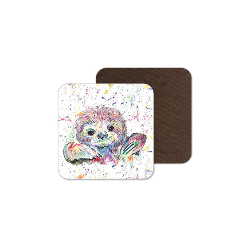 Coaster Sloth animal Coasters Watercolour Art Gift Work Office Dining