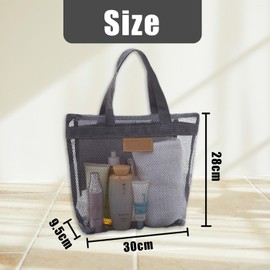1pcs Gray Toiletry Bag, Portable Quick Dry Shower Storage Bag, Mesh Tote Bag for College Dormitory Gym Swimming Beach Travel Sports Games
