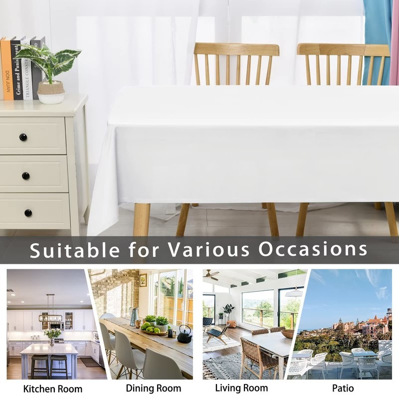 DWCN White Table Cloth Wipe Clean Tablecloth Wipeable Tablecloths Rectangular