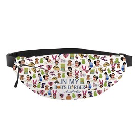 Cartoon Merch Burger Waist Bag Burger Cartoon Lovers Gift Bob Fans Belt Bag for Travel (B Waist)