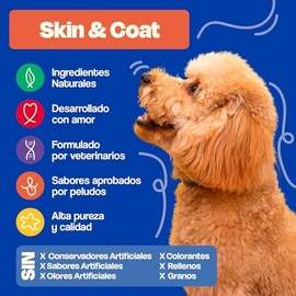 Dogelthy Pack de 2 Skin & Coat Suplemento para Piel y Pelaje para Perro | Hecho a Base de Aceite de Pescado, Vitamina C/E, Complejo B, Zinc y más, 270