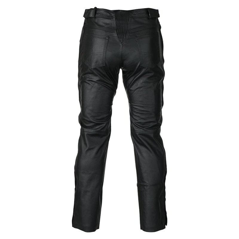 Vance Leather Men's Black Premium Leather Motorcycle Overpants with Side