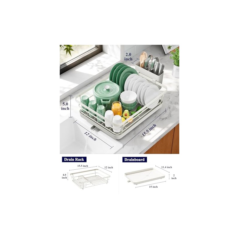 Kitsure Dish Drying Rack for Kitchen Counter, Stainless Steel Sink