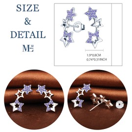 MicLee Women's Earrings 925 Sterling Silver Cubic Zirconia Simple Elegant 3 Stars Stud Earrings with Gift Bag Super Christmas Gift, Silver Cubic Zirconia, Cubic Zirconia